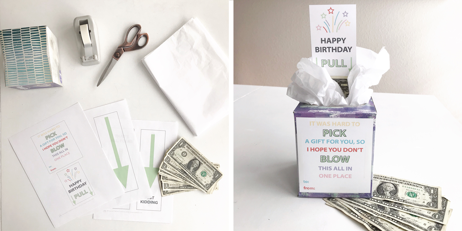 Birthday Gift Tissue Box Money Roll