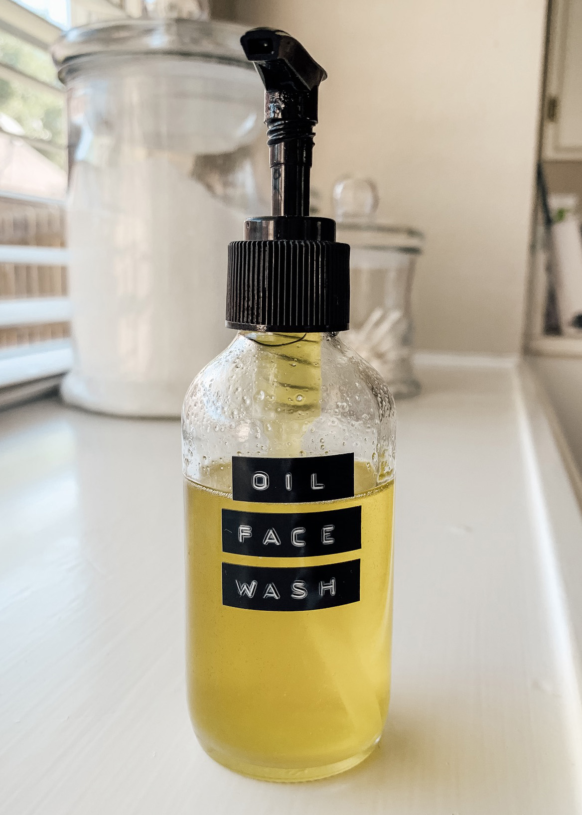pump bottle of oil face wash