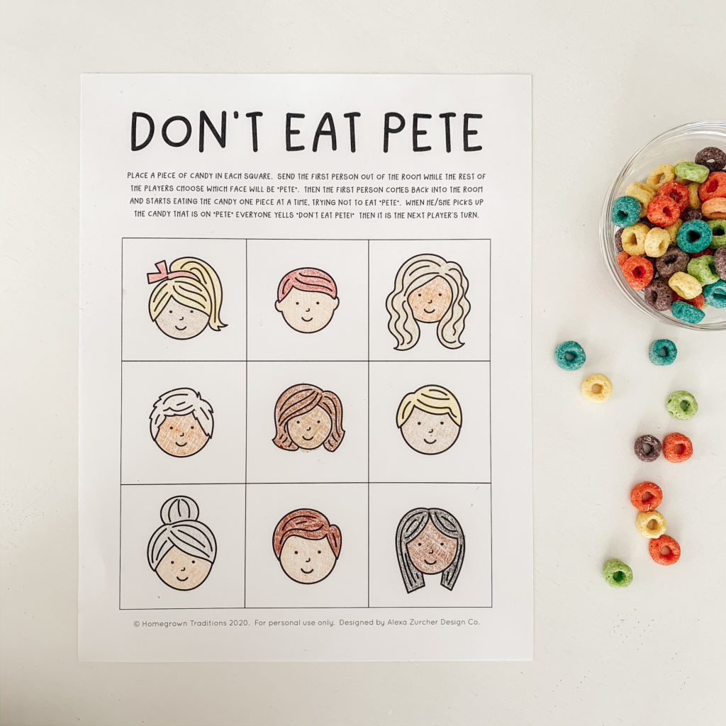 Don't Eat Pete free printable game board perfect simple game for families