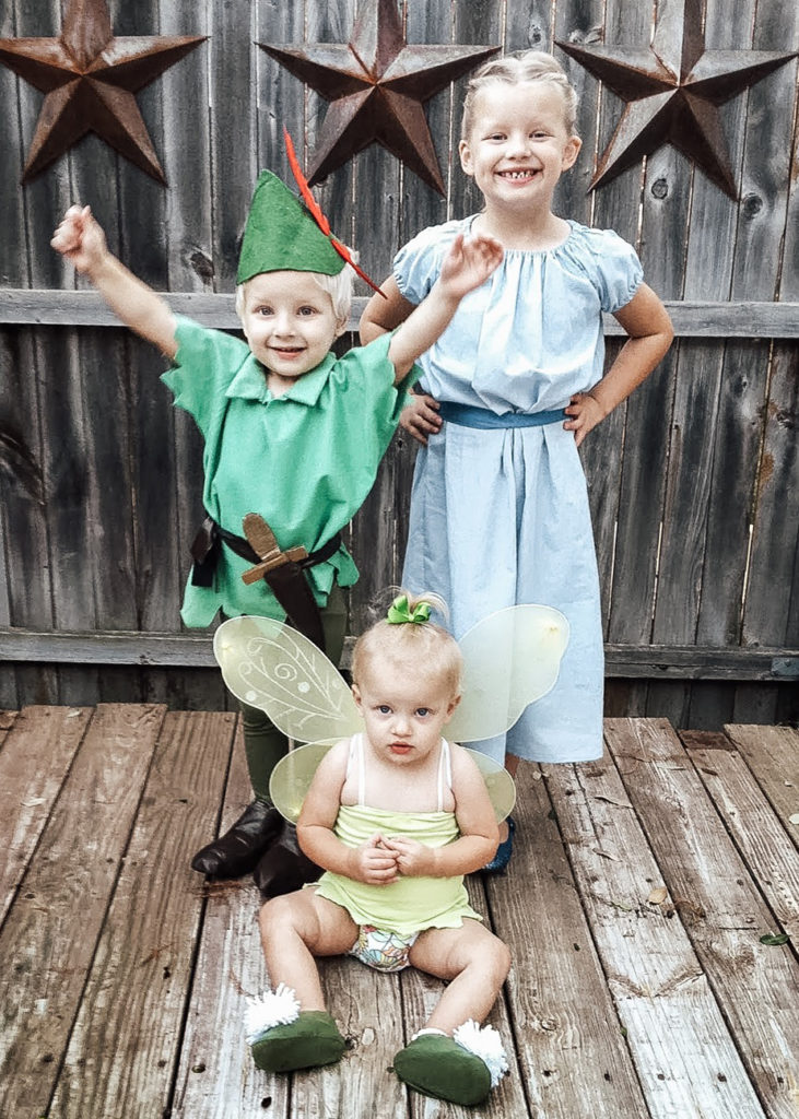 Peter Pan, Wendy, and Tinkerbell Costumes