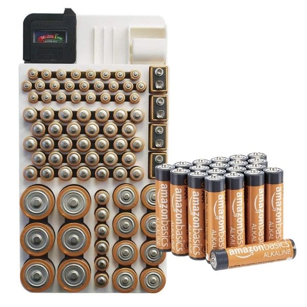 Battery Storage Organizer and Batteries