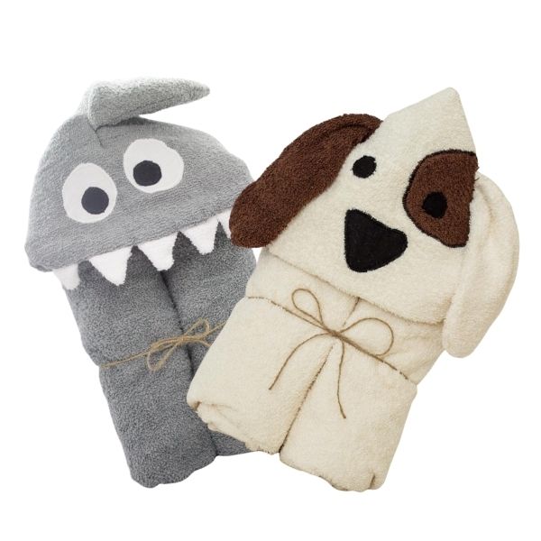 Shark and Puppy Hooded Towels