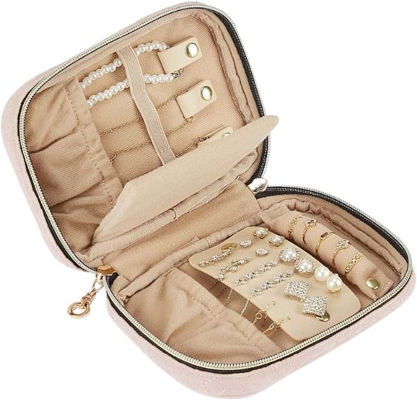 Small Dusty Rose Travel Jewelry Case