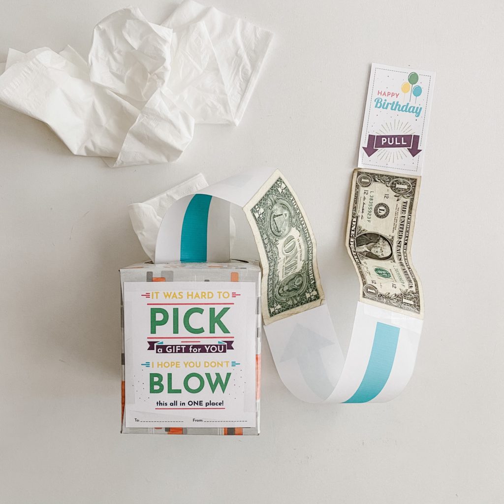 easy birthday gift idea: tissue box money roll