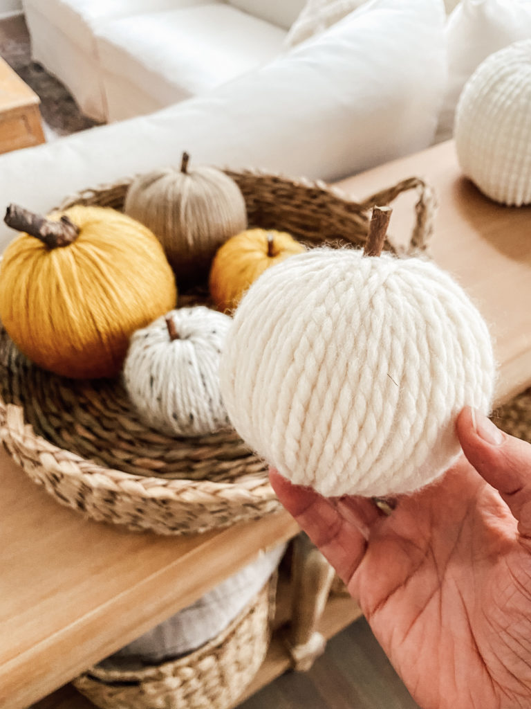 add a stem to your DIY yarn pumpkin