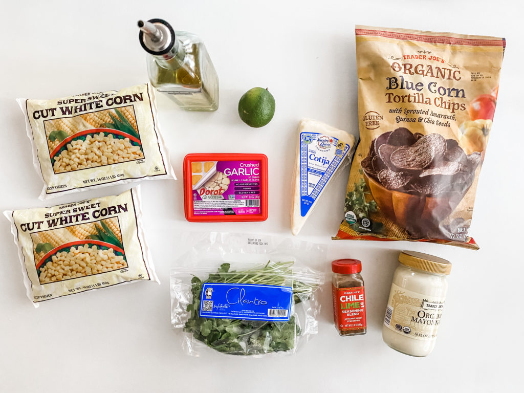Ingredients for Mexican street corn dip laid on a table
