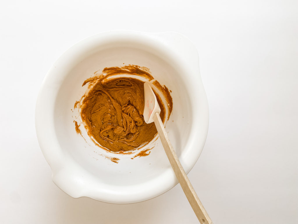 Almond butter mixed with honey in a bowl